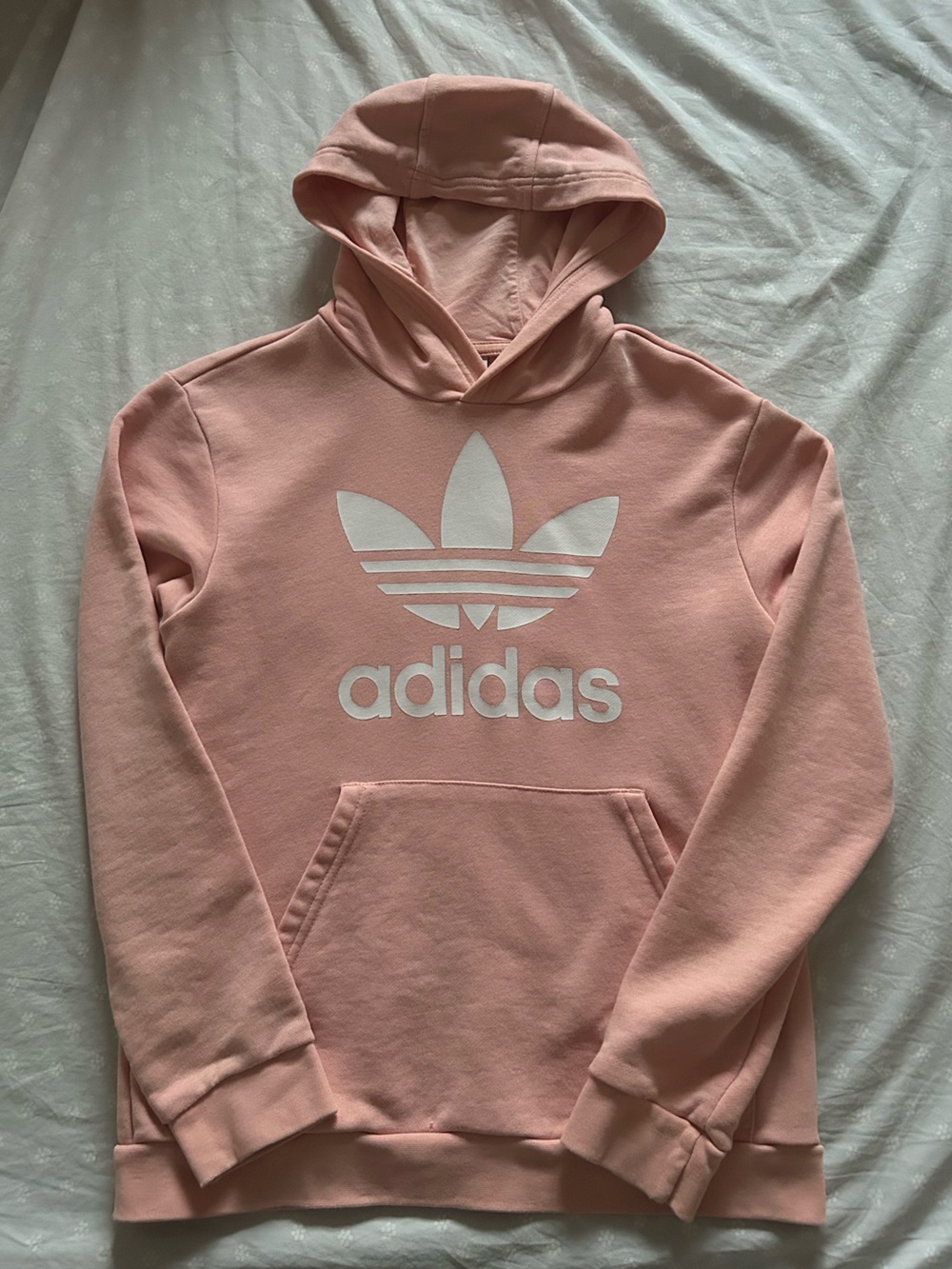 3/$30 adidas Trefoil Hoodie - Peach Pink with White Logo